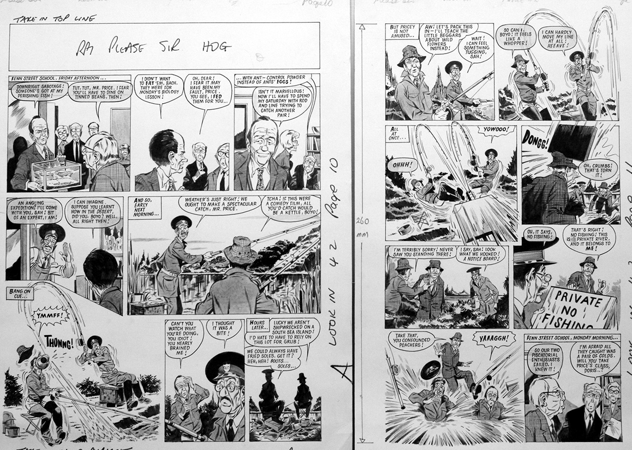 Please Sir! Gone Fishing (TWO pages) (Originals) art by Graham Allen Art at The Illustration Art Gallery