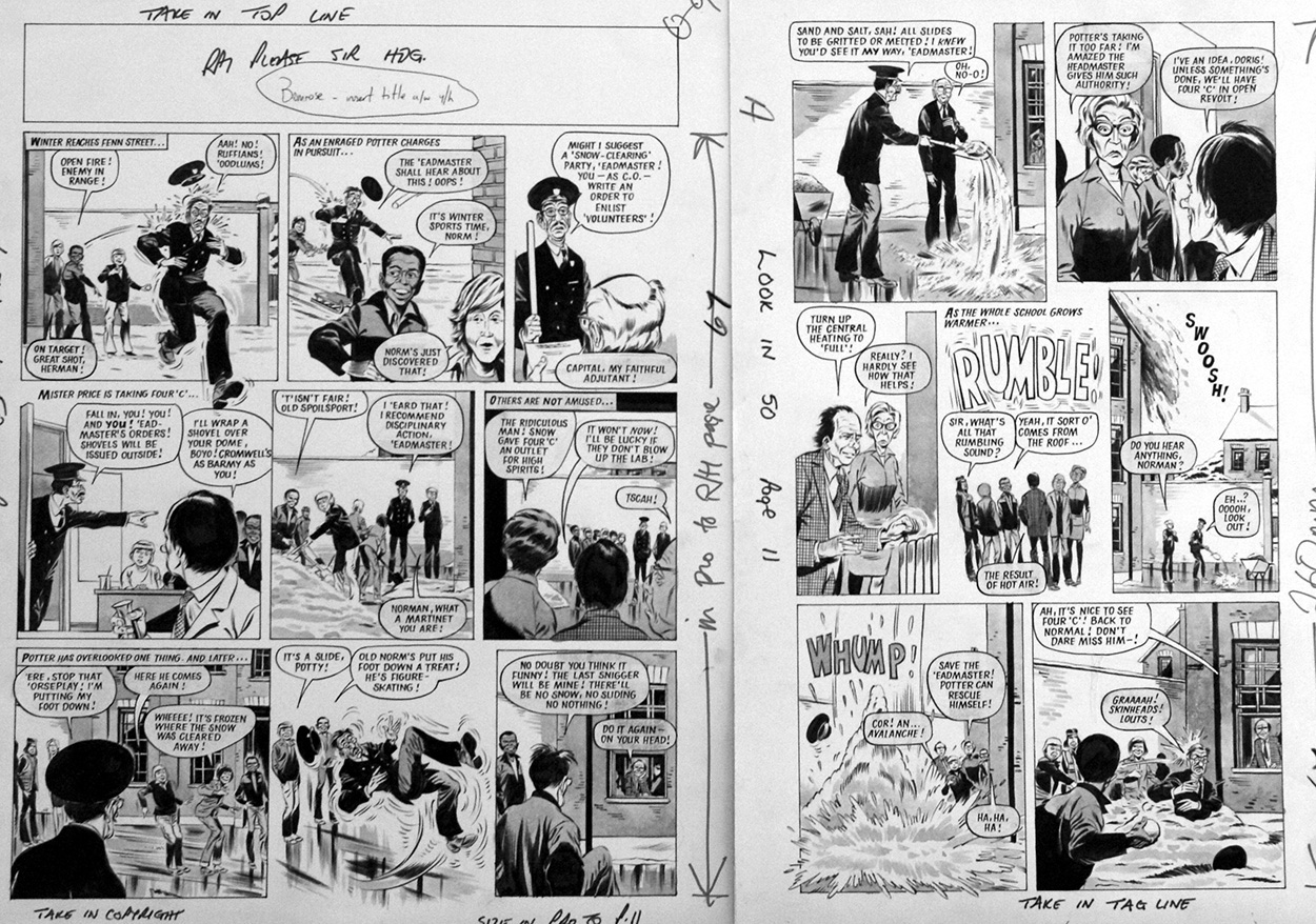 Please Sir! Winter Fun (TWO pages) (Originals) art by Graham Allen Art at The Illustration Art Gallery