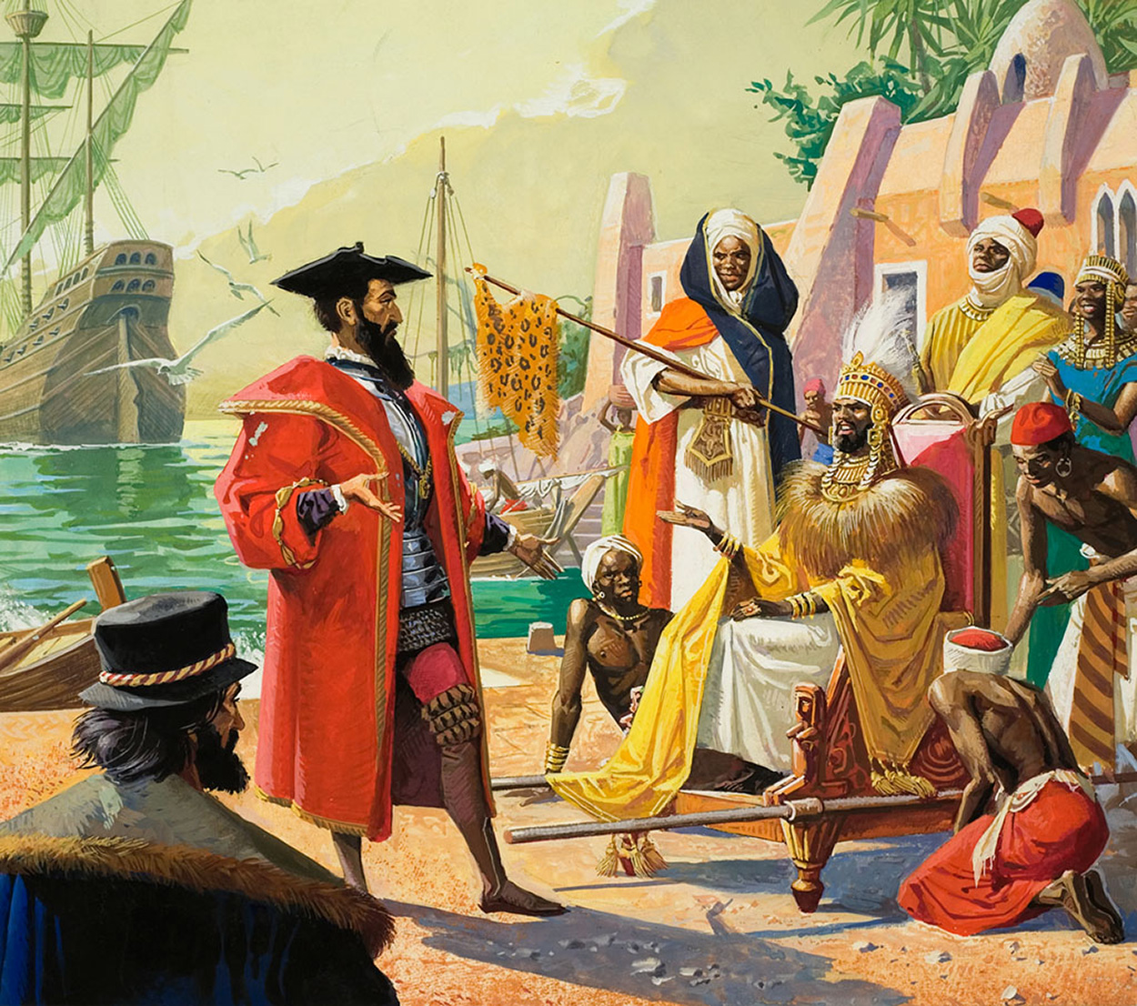 Vasco de Gama in Africa (Original) art by Severino Baraldi Art at The Illustration Art Gallery