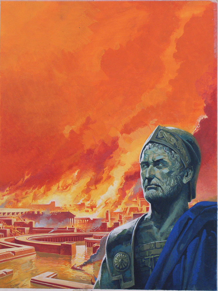 Hannibal with Carthage in Flames (Original) (Signed) art by Severino Baraldi Art at The Illustration Art Gallery