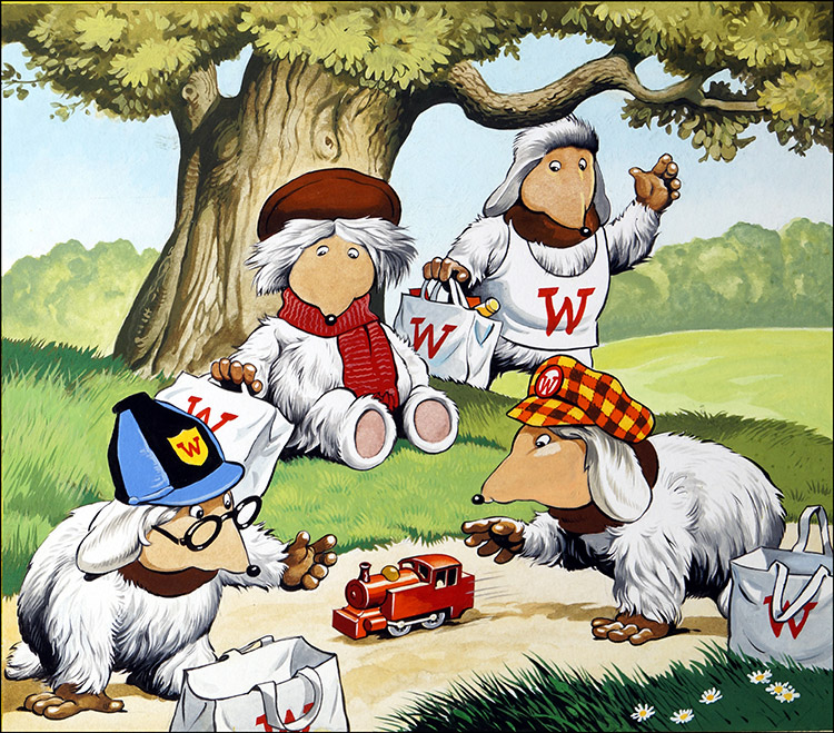The Wombles - Model Train (Original) by The Wombles (Blasco) Art at The Illustration Art Gallery