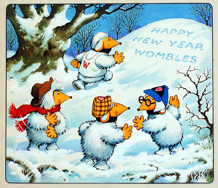 Happy New Year Wombles (Original) by The Wombles (Blasco) Art at The Illustration Art Gallery