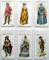 Set of 6 'British Costumes From 100 B.C. to 1904' Ogden's Cigarette Cards (1905)