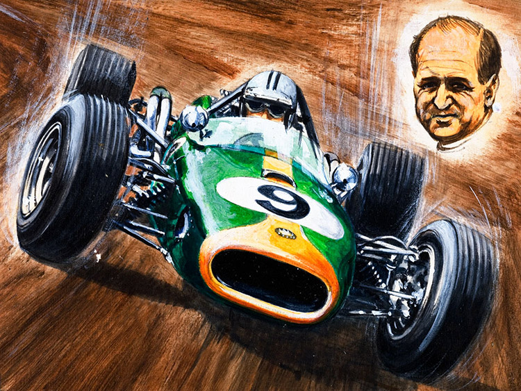 Racing Star Denis Hulme (Original) by Graham Coton at The Illustration Art Gallery