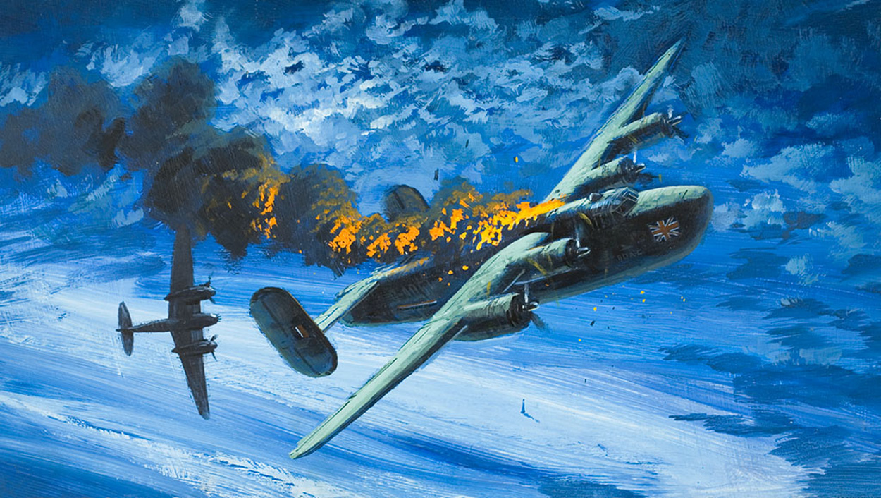Liberator Shot Down In Flames (Original) art by Other Military Art (Coton) at The Illustration Art Gallery