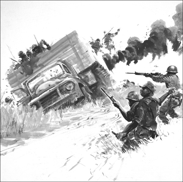 Mercenary Ambush (Original) by Other Military Art (Coton) at The Illustration Art Gallery