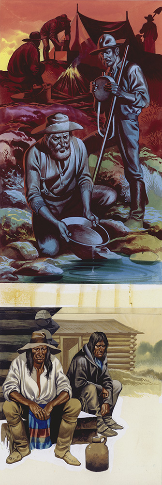 Gold Panning in the Reservations (Original) art by The Winning of the West (Ron Embleton) at The Illustration Art Gallery