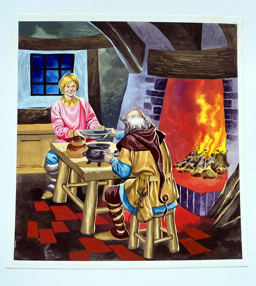 Magic Apples - Firelit Dinner (Original) art by Magic Apples (Ron Embleton) at The Illustration Art Gallery