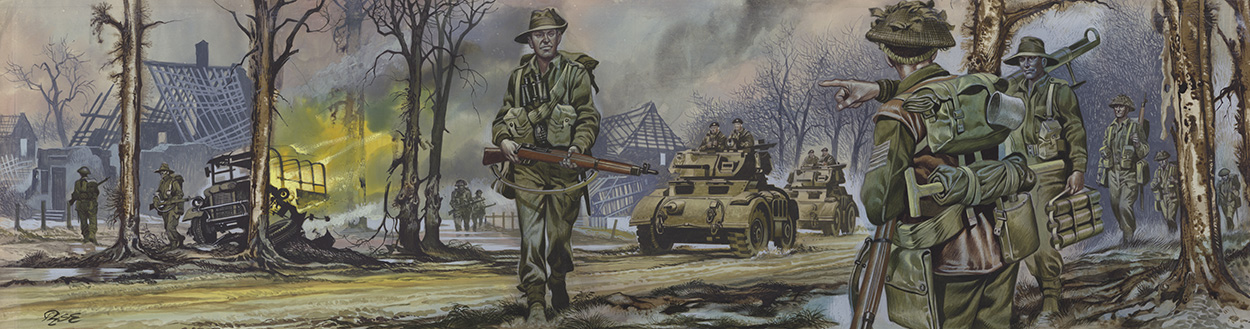Australian Infantry and Tanks (Original) (Signed) art by World War II (Ron Embleton) at The Illustration Art Gallery