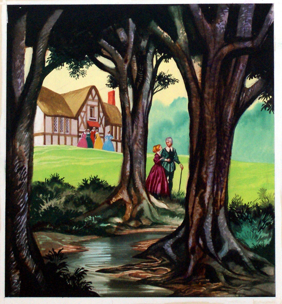 Belle and her Father walk in the Garden (Original) art by Beauty and the Beast (Ron Embleton) at The Illustration Art Gallery