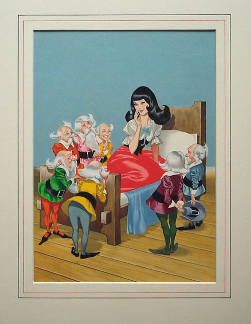 Snow White in bed with the Seven Dwarfs (Original) by Snow White (Ron Embleton) at The Illustration Art Gallery