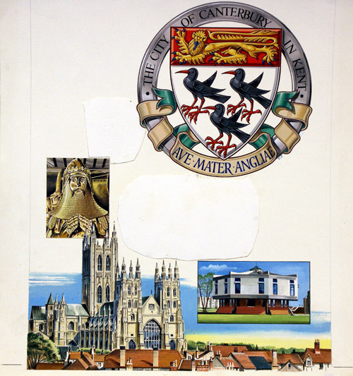Canterbury Coat of Arms (Original) (Signed) by Dan Escott at The Illustration Art Gallery