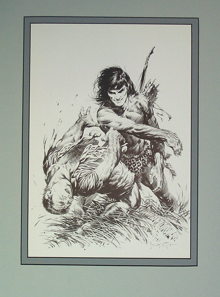 Edgar Rice Burroughs 6 Terrific Blow (Limited Edition Print) art by Frank Frazetta Art at The Illustration Art Gallery