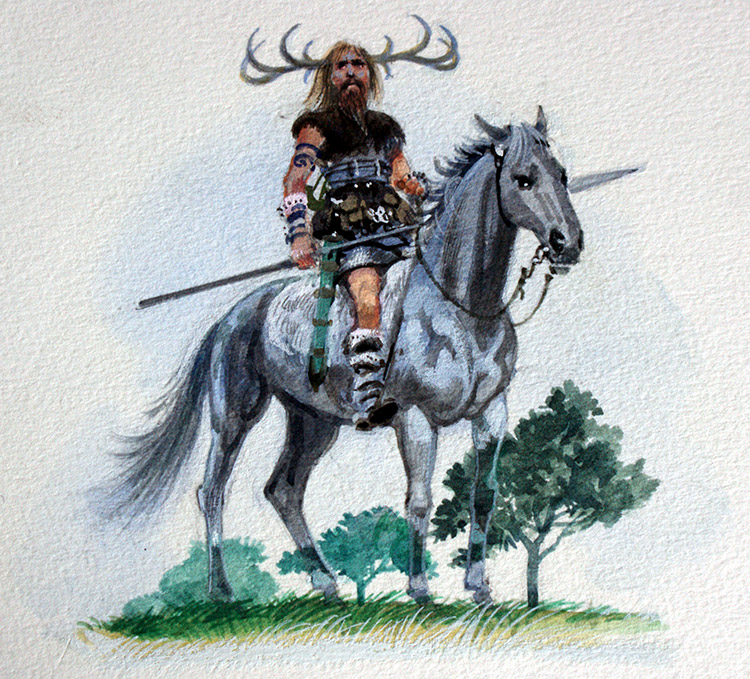 Herne the Hunter on Horseback (Original) by British History (Howat) at The Illustration Art Gallery