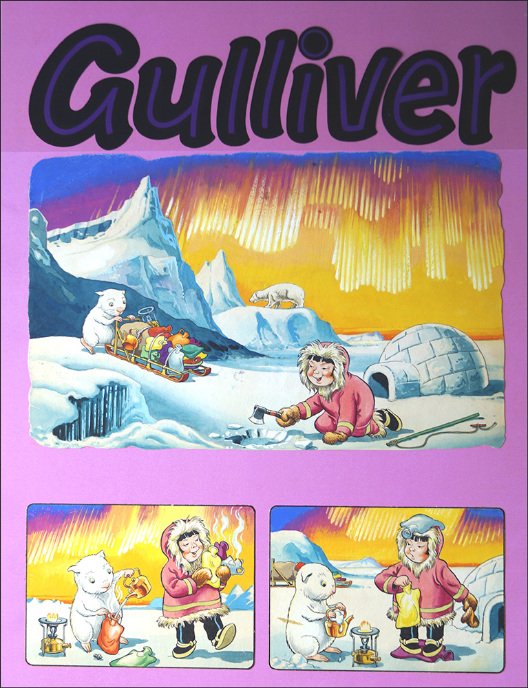 Gulliver's Hot Time at the North Pole (TWO pages) (Originals) art by Gulliver Guinea-Pig (Gordon Hutchings) Art at The Illustration Art Gallery