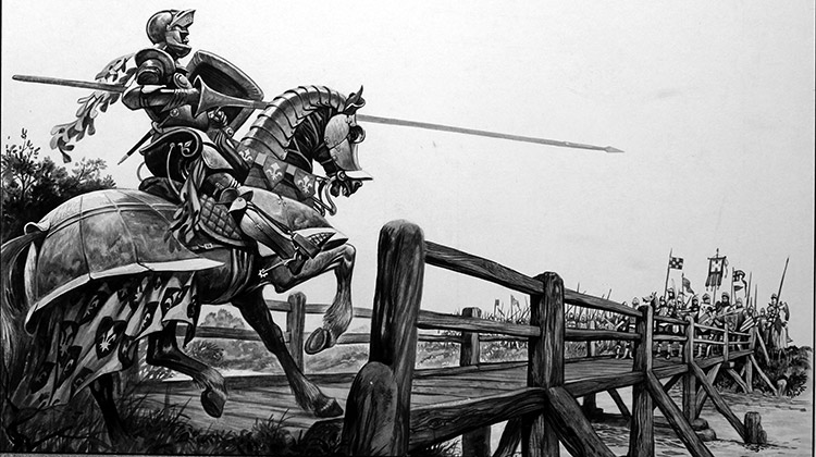 Brave Bayard Holds The Bridge (Original) by Peter Jackson Art at The Illustration Art Gallery