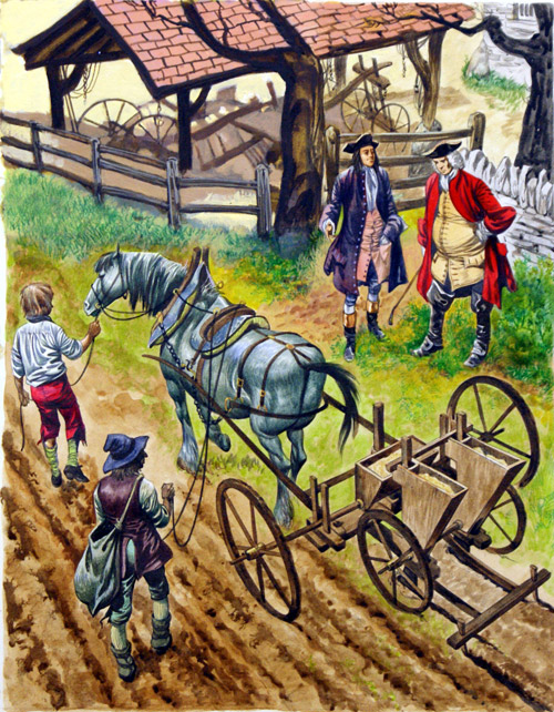 Jethro Tull And The Seed Drill (Original) by British History (Peter Jackson) at The Illustration Art Gallery