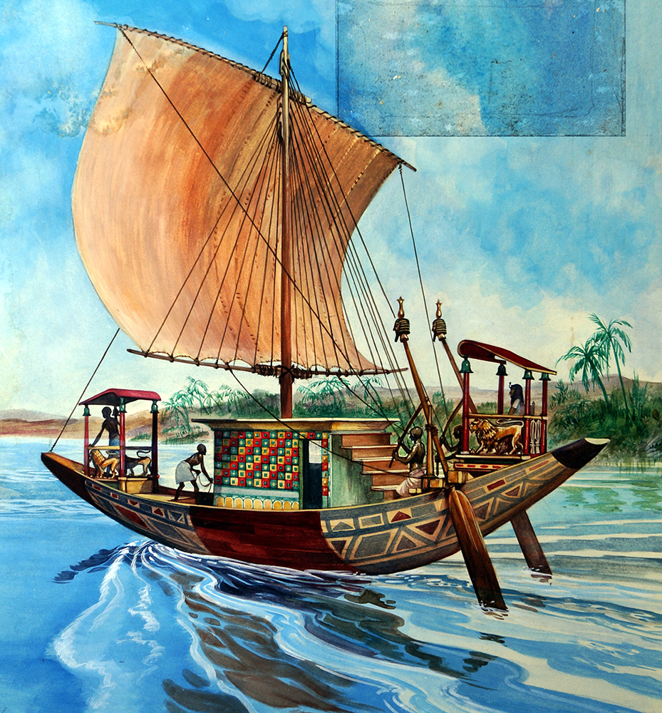 A Royal Barge From The Time Of Tutankhamen (Original) art by Peter Jackson at The Illustration Art Gallery