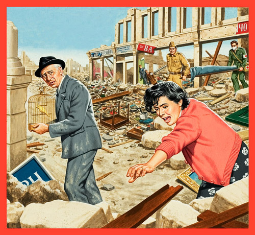 The Skopje earthquake 26th July, 1963 (Original) by John Keay Art at The Illustration Art Gallery