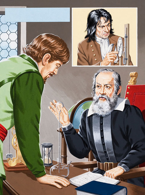 Galileo and Hooke (Original) by John Keay Art at The Illustration Art Gallery