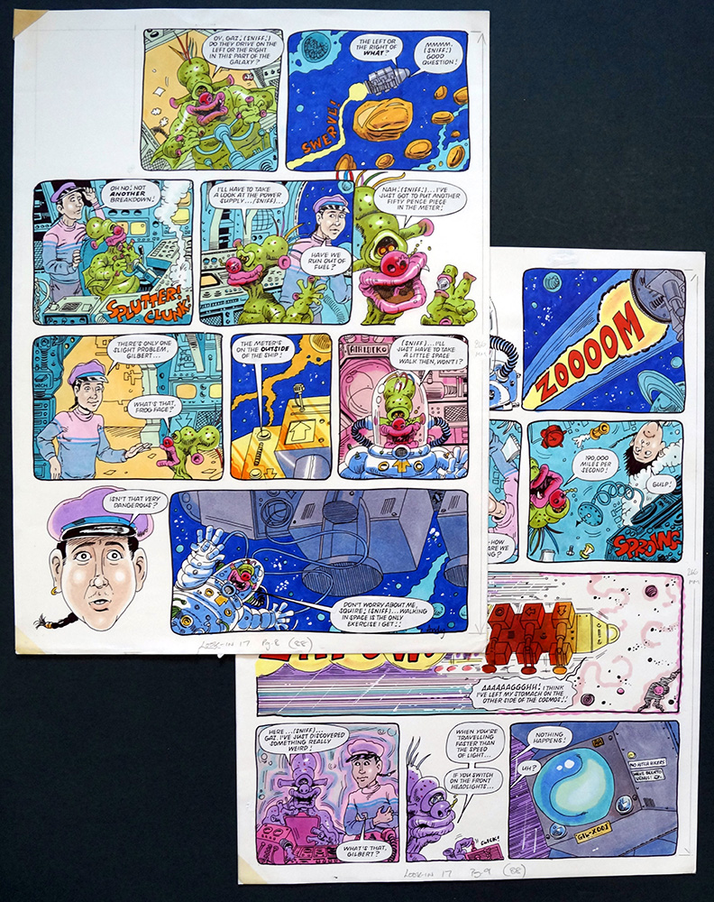 Gilbert The Alien - A Little Space Walk (TWO pages) (Originals) (Signed) art by Gilbert The Alien (Andy Lanning) Art at The Illustration Art Gallery