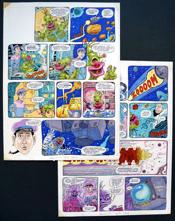 Gilbert The Alien - A Little Space Walk (TWO pages) (Originals) (Signed) by Gilbert The Alien (Andy Lanning) Art at The Illustration Art Gallery