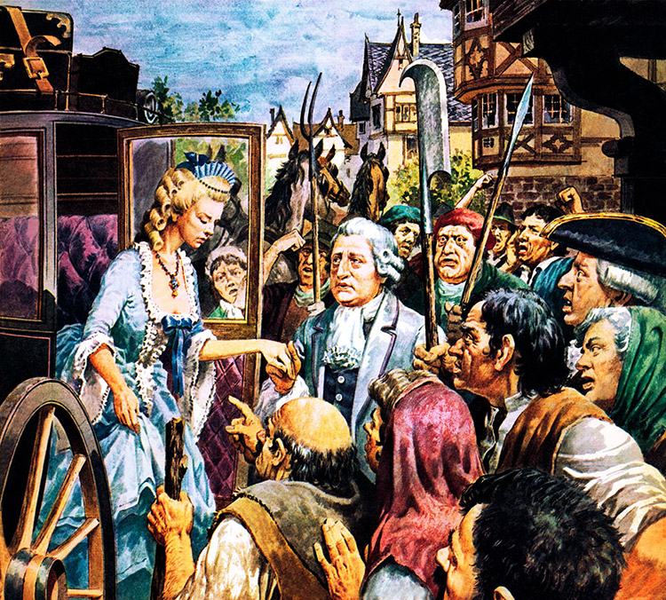 Marie Antoinette Faces The Mob (Original) by Barrie Linklater Art at The Illustration Art Gallery