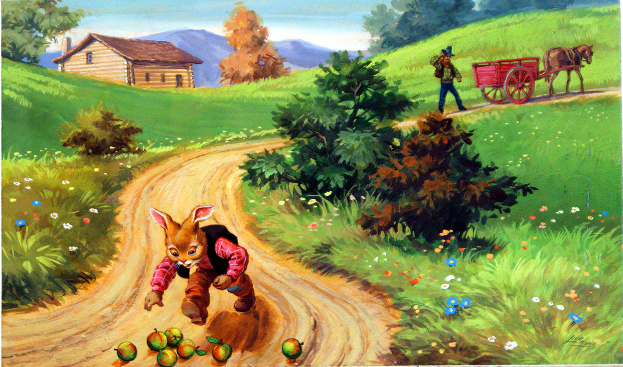 Brer Rabbit and Apples (Original) (Signed) art by Virginio Livraghi Art at The Illustration Art Gallery