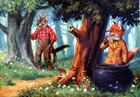 Brer Wolf and Brer Fox prepare a Trap for Brer Rabbit (Original) (Signed)