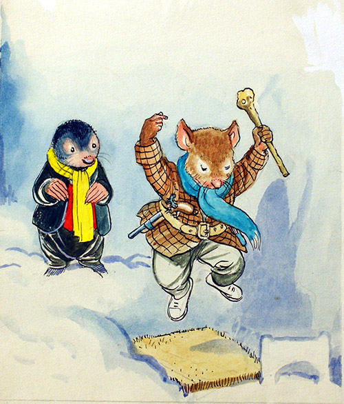The Wind in the Willows: Rat and Mole Preparing to Fight (Original) by Wind in the Willows (Mendoza) at The Illustration Art Gallery