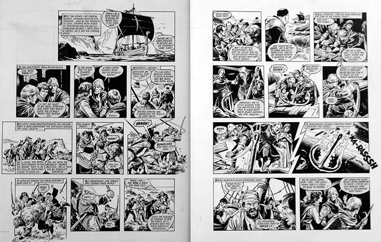 Robin of Sherwood: Anchors Aweigh! (TWO pages) (Originals) by Robin of Sherwood (Mike Noble) Art at The Illustration Art Gallery