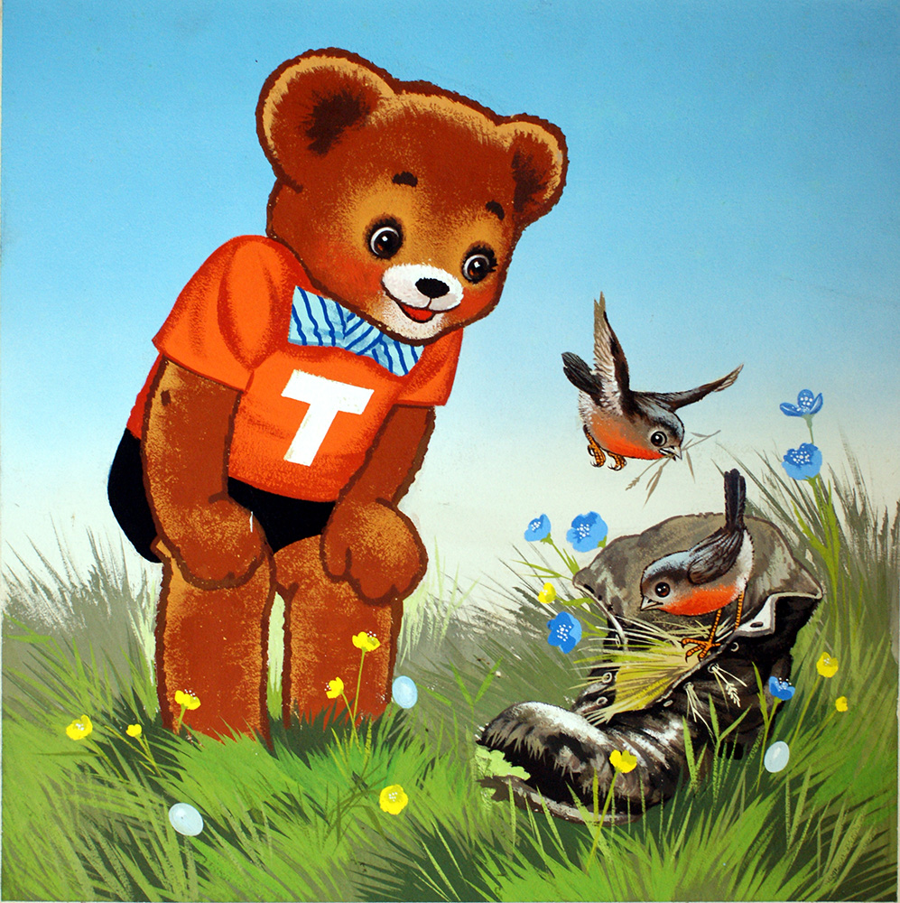 Teddy Bear: Robins Nest (Original) art by Teddy Bear (William Francis Phillipps) at The Illustration Art Gallery