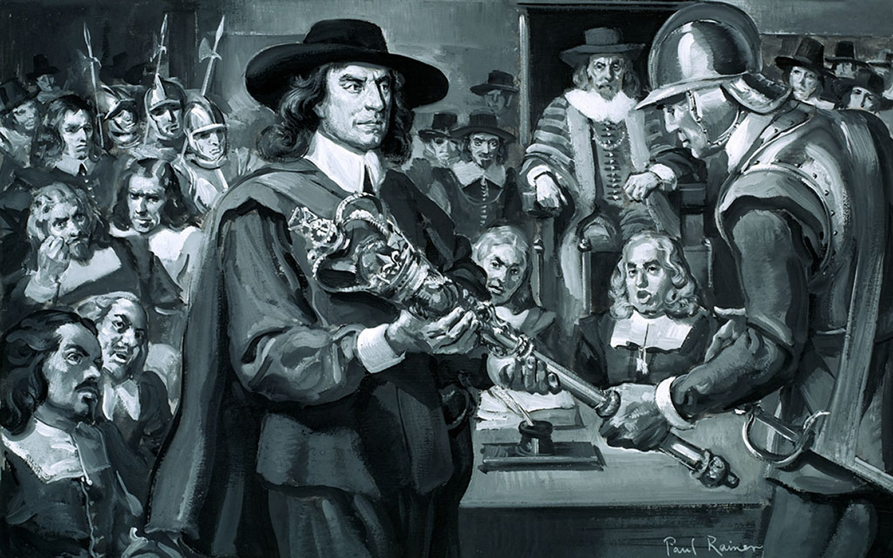 Oliver Cromwell and the Long Parliament (Original) (Signed) art by Paul Rainer Art at The Illustration Art Gallery