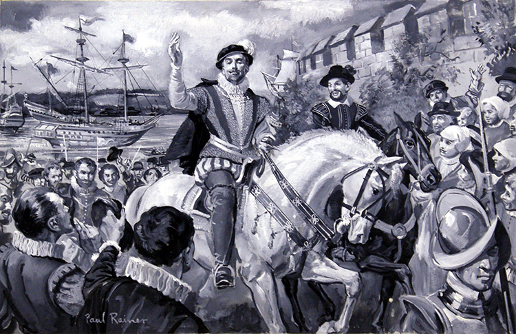 Sir Francis Drake (Original) (Signed) by Paul Rainer at The Illustration Art Gallery