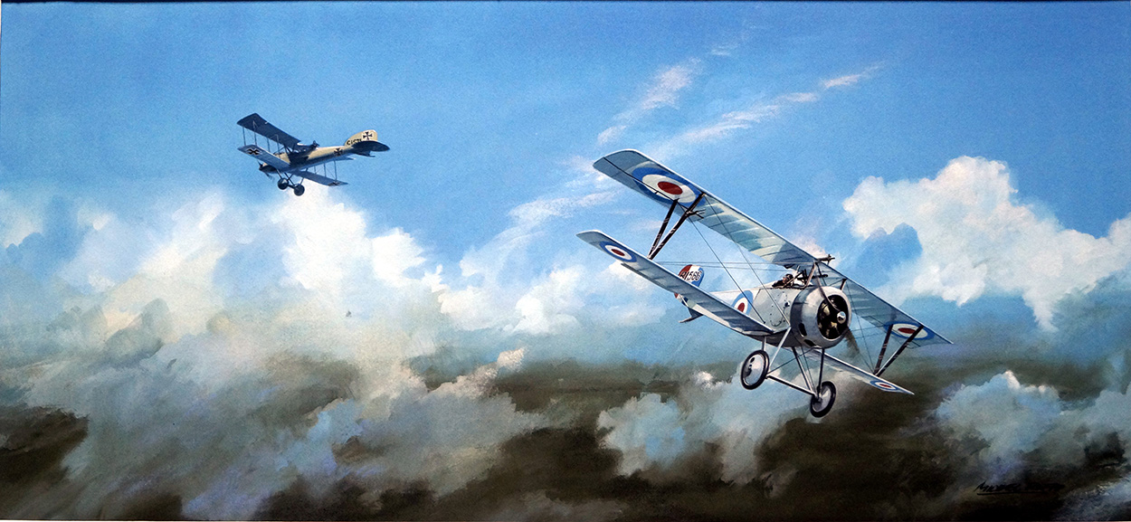 Billy Bishop Air Ace and his Nieuport Type 17 (Original) (Signed) art by Michael Roffe Art at The Illustration Art Gallery