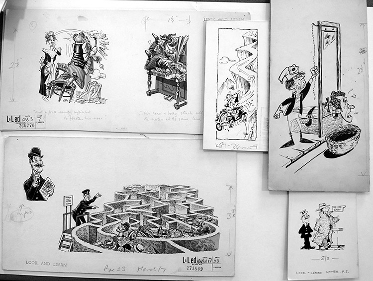 9 Humorous pen and ink cartoon jokes (Original) (Signed) by Alf Saporito Art at The Illustration Art Gallery