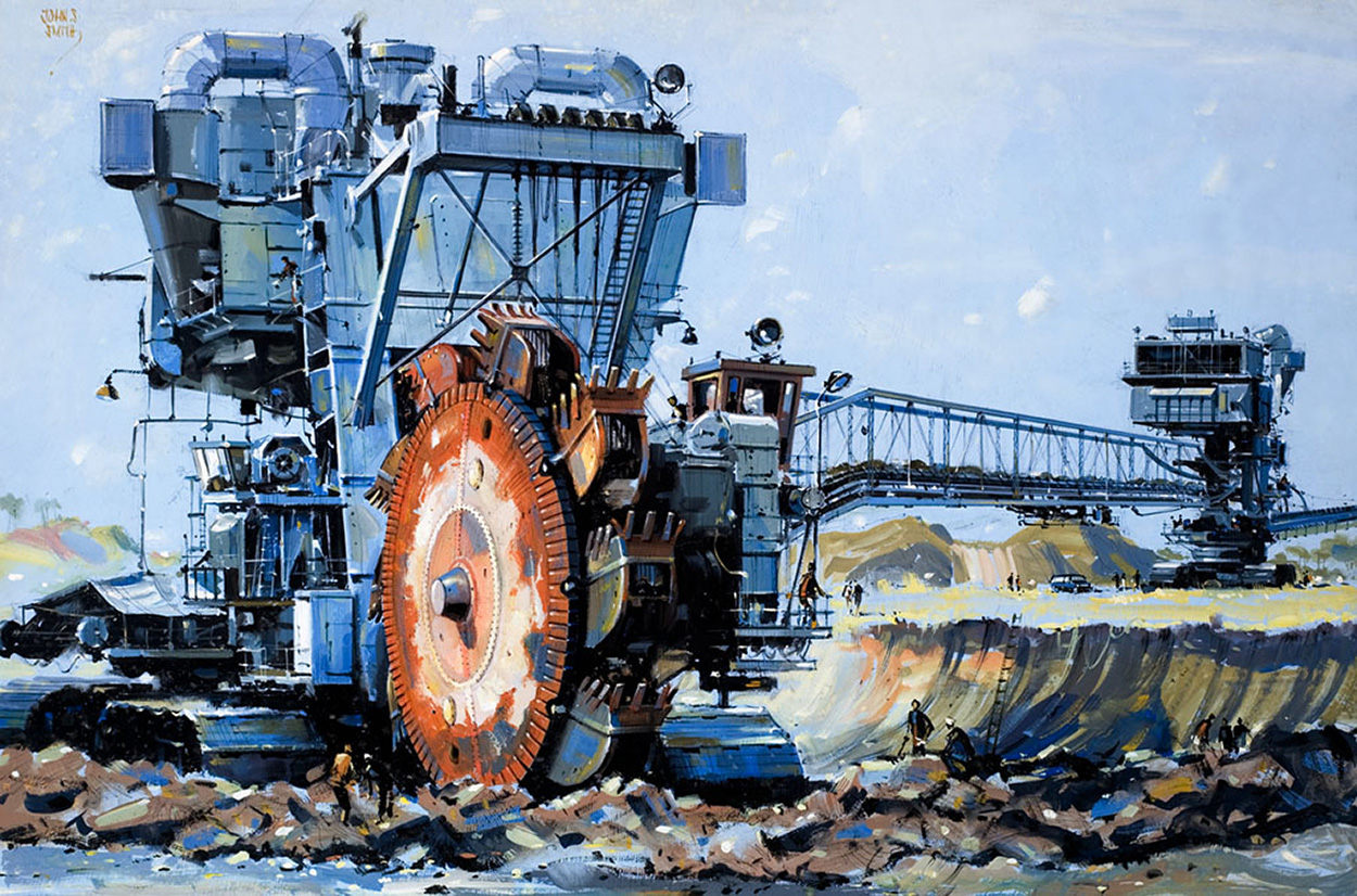 Mighty Machines: Giant Digger (Original) (Signed) art by John S Smith at The Illustration Art Gallery