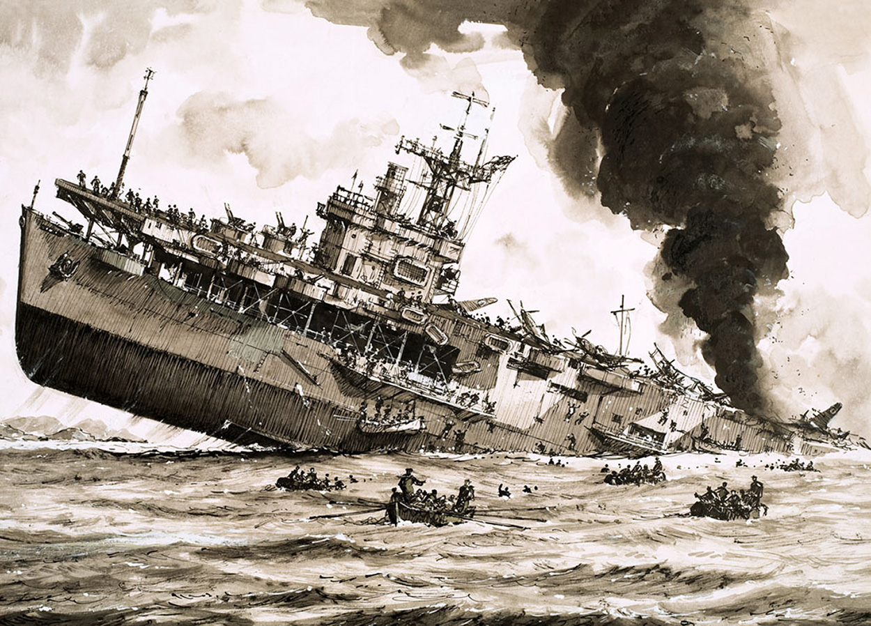 The Sinking of HMS Dasher (Original) art by John S Smith Art at The Illustration Art Gallery