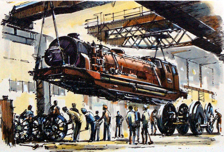 Steam Engine: Boiler Lifted Clear (Original) by John S Smith Art at The Illustration Art Gallery