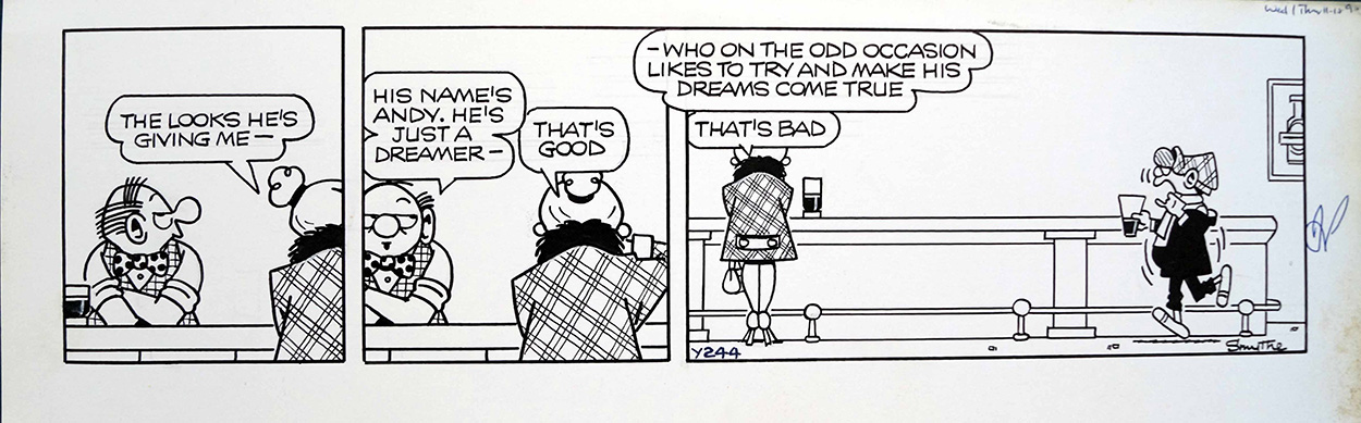 Andy Capp - He's Just A Dreamer (Original) (Signed) art by Reg Smythe Art at The Illustration Art Gallery